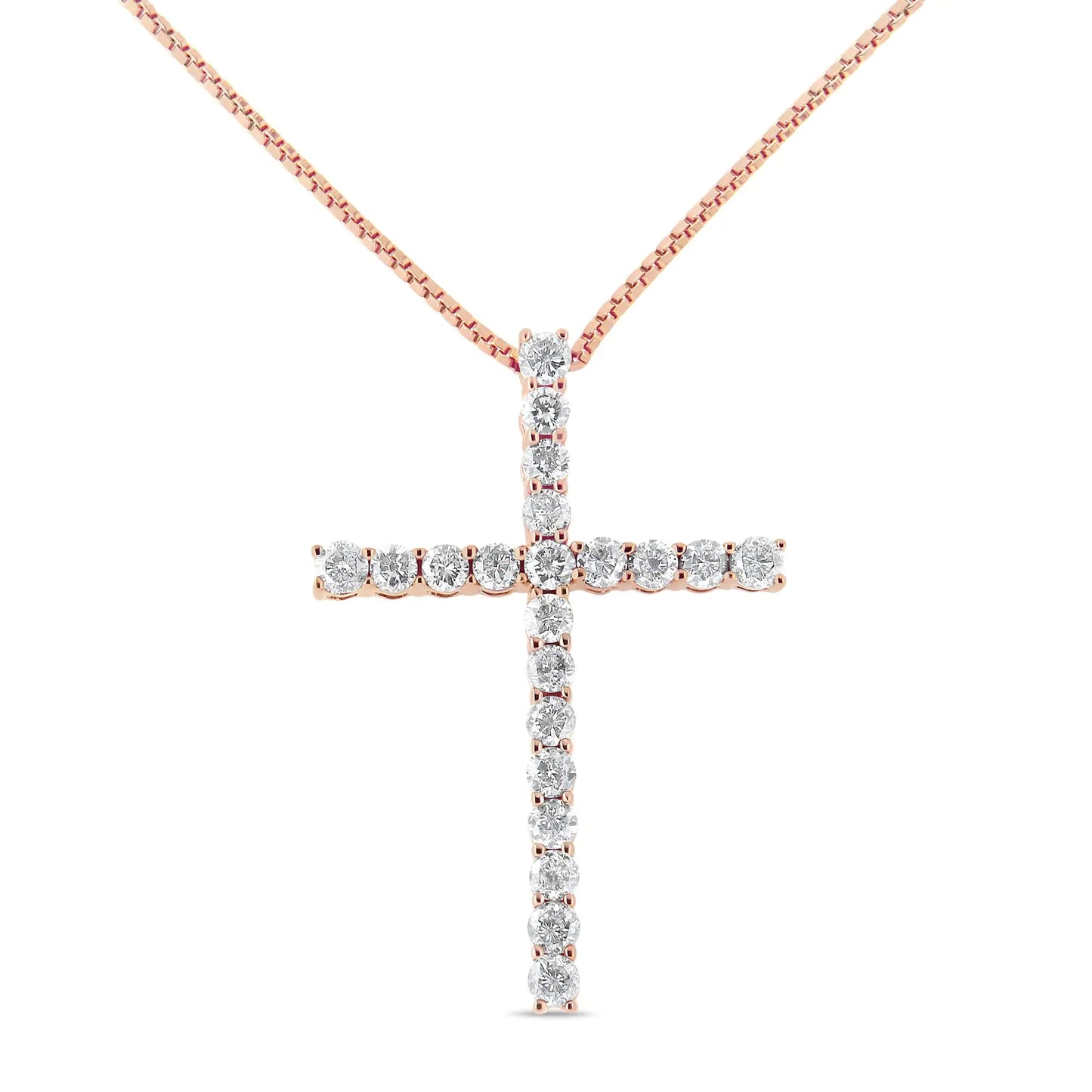 .925 Sterling Silver 1.0 Cttw Champagne Diamond Gold Cross Pendant Necklace for Women (Champagne Color, I1-I2 Clarity)- 18 inch