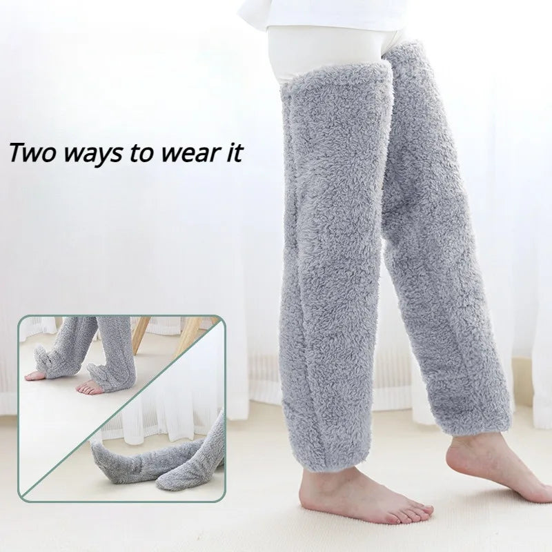 2-in-1 Fluffy Footmuff Women's Long Kneelet Socks